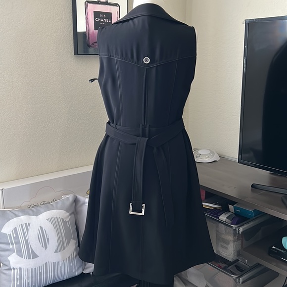 White House black market sleeveless black trench coat dress 6 - Picture 11 of 14